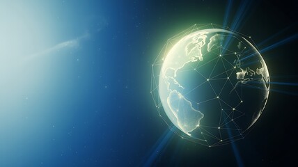 Obraz premium Glowing earth seen from space with bright light source on the left