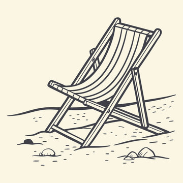 beach chair on sand clip art preview