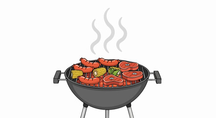 Grilled food on barbecue grill image