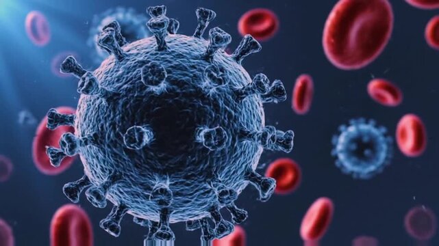 3d virus and blood cells