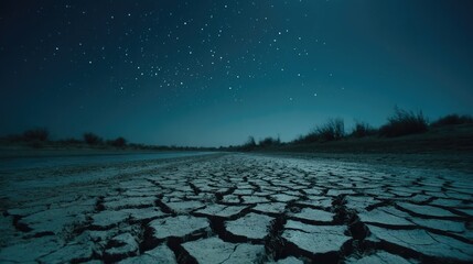 Obraz premium Cracked Earth Underneath A Gloomy Night Sky