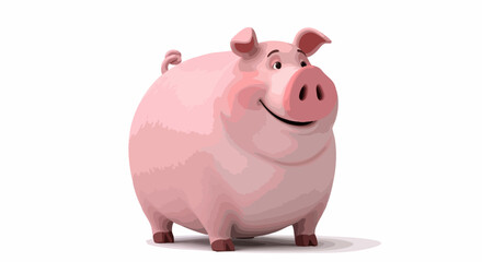 Fototapeta premium Cartoon pig illustration with happy expression