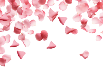 Pink rose petals falling gracefully