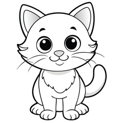 Vector art of cute cartoon cat illustration isolated on white background