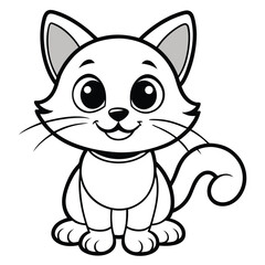 Vector art of cute cartoon kitten illustration, isolated on white background