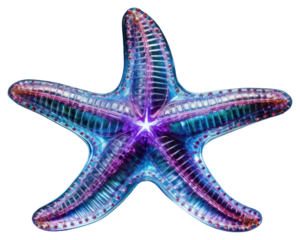 PNG Starfish shape invertebrate illuminated.