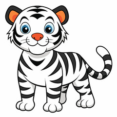 Vector art of cute cartoon white tiger cub illustration isolated on white background