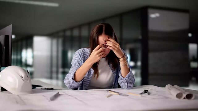 The Overworked Female Architect Sitting