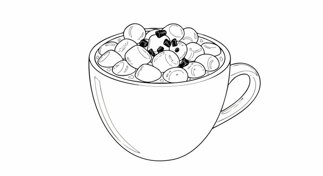 black and white hot chocolate with marshmallows clip art preview