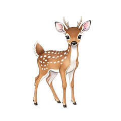 Fototapeta premium Cute baby deer with white spots illustration fawn animal