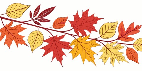 Bright autumn leaves isolated on white background