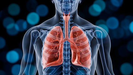 Explore the human respiratory system with this stunning visual emphasizing lungs and airways, perfect for medical education and health campaigns about pulmonary wellness