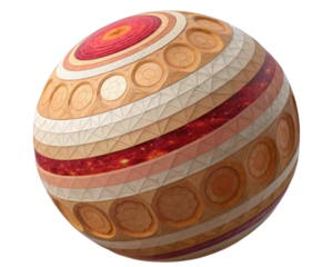 Jupiter planet intricate interior layers abstract design spherical object scientific visualization educational diagram detailed structure study 3d illustration isolated on transparent background