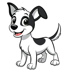 Vector art of cute cartoon jack russell terrier puppy smiling and standing, isolated on white background