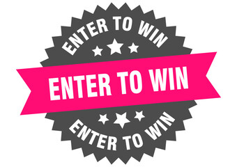 enter to win. enter to win round pink label isolated on transparent background