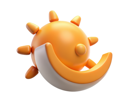 Sun and crescent moon 3d cute sky elements artistic dreamy illustration 3d illustration isolated on transparent background