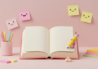 Reading Book Mockup Scene. International Literacy Day September 8