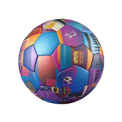 Obraz premium Colorful Soccer Ball with Artistic Design, isolated on transparent background