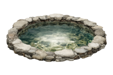 Circular stone-walled hot spring