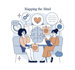 Counseling Session and Mind Mapping Vector Illustration