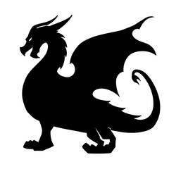 Silhouette of a Dragon with Spiked Wings and Tail