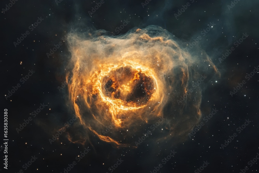 Sticker abstract nebula showcases glowing clouds and cosmic colors in vast outer space, abstract nebula spac