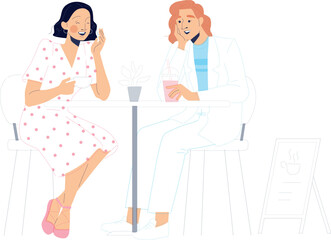 Obraz premium Happy Couple Enjoying Coffee Date: Flat Vector Illustration