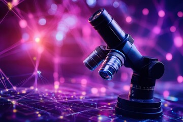 Exploring the world of digital data processing and scope scanning with advanced technology, scope scanning and digital data processing over purple background