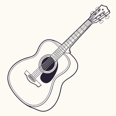 Fototapeta premium Vector art of acoustic guitar illustration, a classic stringed musical instrument, perfect for music lovers and artists