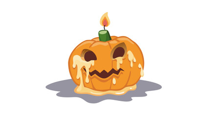 Obraz premium Melting jack o lantern with a candle