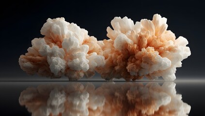 White and orange cloud-like waves create a mesmerizing and fluid pattern against a dark background, evoking a sense of motion and ethereal beauty