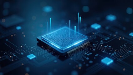 Close-up view of a central processing unit on a circuit board.