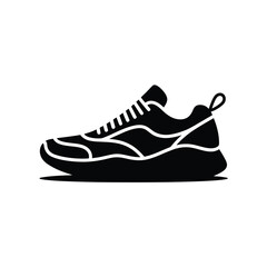 Simple black silhouette of a modern athletic sneaker