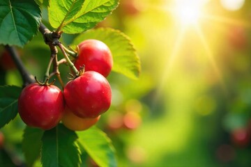 Obraz premium Sunlit Branches Overflowing with Ripe, Juicy Fruit Ready for Harvest A Vibrant Summer Bounty