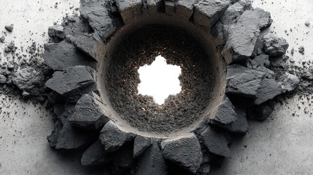 Bold mandala with jagged edges and geometric forms on a white background