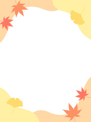 もみじとイチョウの秋フレーム