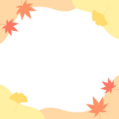 もみじとイチョウの秋フレーム