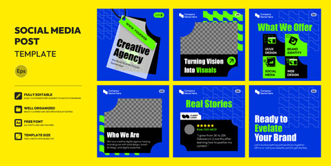 Social media carousel post template. Business Instagram and facebook square post template. Creative agency company post, layout template design, modern © ghaznart