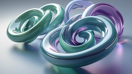 Captivating abstract swirls of iridescent teal and purple glass create a dynamic, modern design perfect for tech or creative branding.