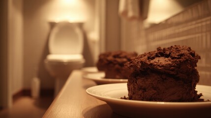 Slowmotion interior colon shot featuring compacted dark brown stool parcels struggling to advance representing bowel transit delay.