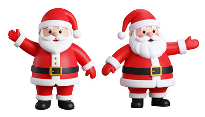 Fototapeta premium Cute 3D Santa Claus fantasy character poses