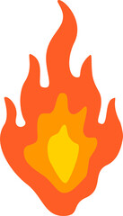 Fiery red and yellow flame icon symbol for danger warning on a sign