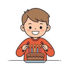 boy with birthday cake