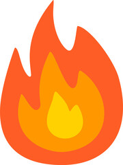 Fiery red and yellow flame icon symbol for danger warning on a sign