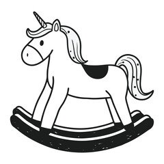 Vector art of cute unicorn rocking horse toy isolated on white background