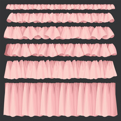 Pink Ruffle Trim Set Vector stock illustration Cute Fabric Borders in Various Styles 2