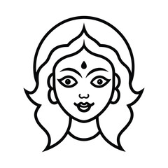 ma durga beautiful face on white background
