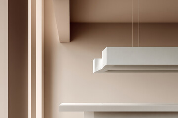 Fototapeta premium minimalist lamp elegantly positioned against soft beige wall creating modern interior atmosphere