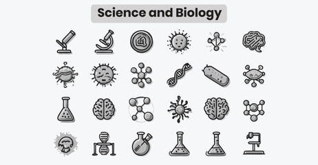 Scientific Equipment and Biology Symbols