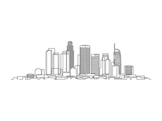 Obraz premium City Skyline Silhouette: The sleek silhouette of an urban skyline, a timeless monochrome rendering of the modern metropolis. Capturing architectural marvels and the essence of a thriving city.